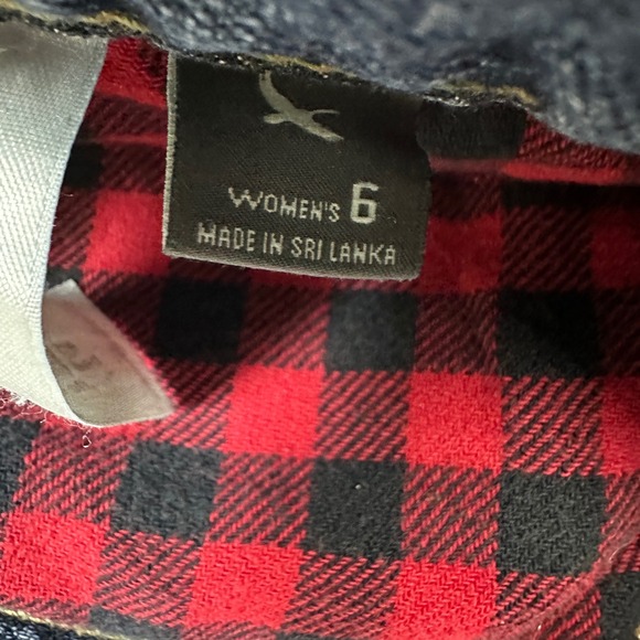 Eddie Bauer Boyfriend Jeans Women's 6 Relaxed Fit Dark Wash Buffalo Plaid Lined - Picture 7 of 11